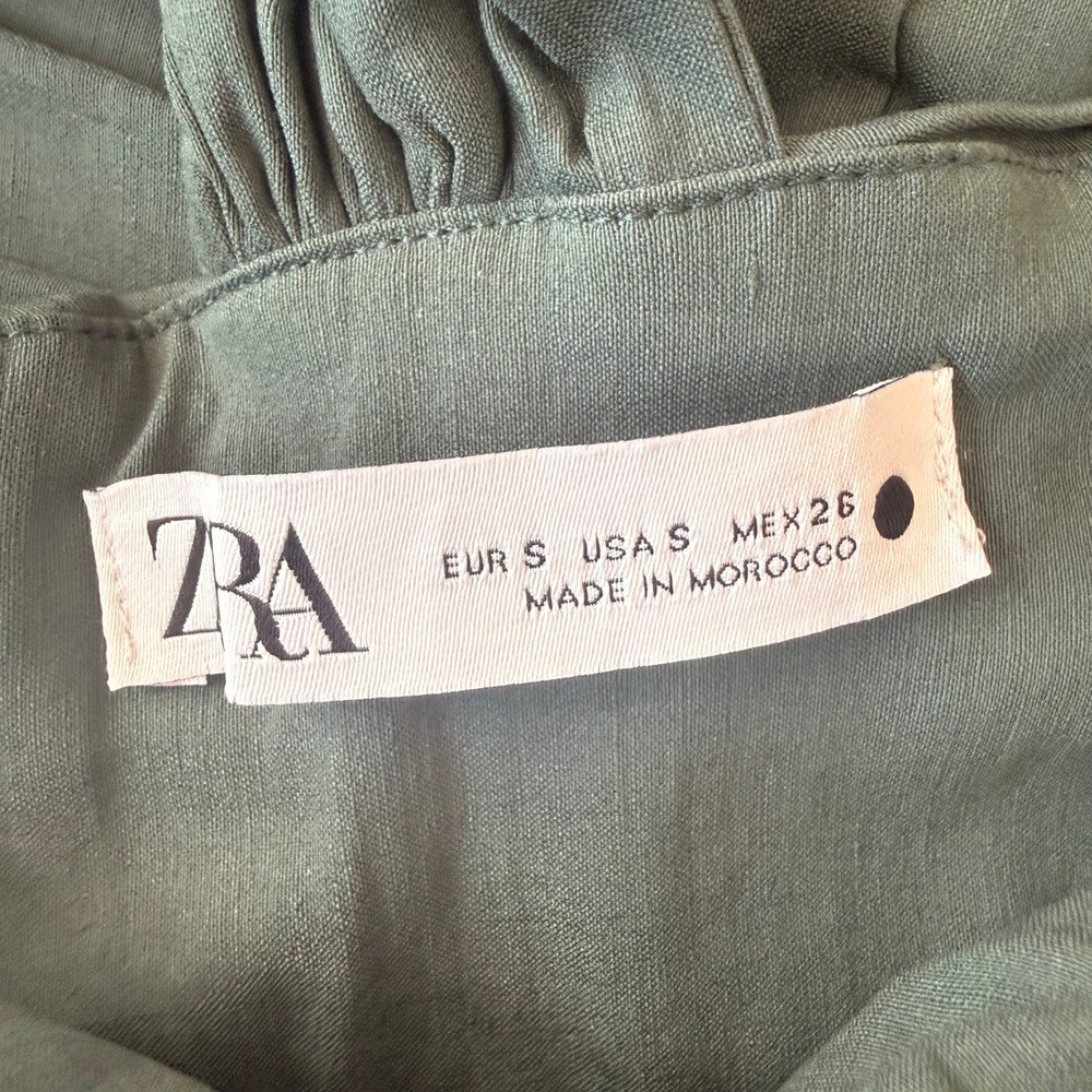 Zara‎ Asymmetrical Dress Womens Sm Teal Green Bodycon Cocktail Date Linen Party - Picture 9 of 10